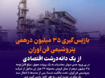 بازپس‌گیری ۳۵ میلیون درهمی پتروشیمی فن‌آوران از یک دانه‌درشت اقتصادی